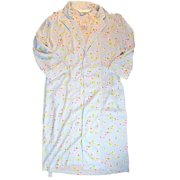 Victoria's Secret Full Length Blue Floral Robe Large - Picture 2 of 10